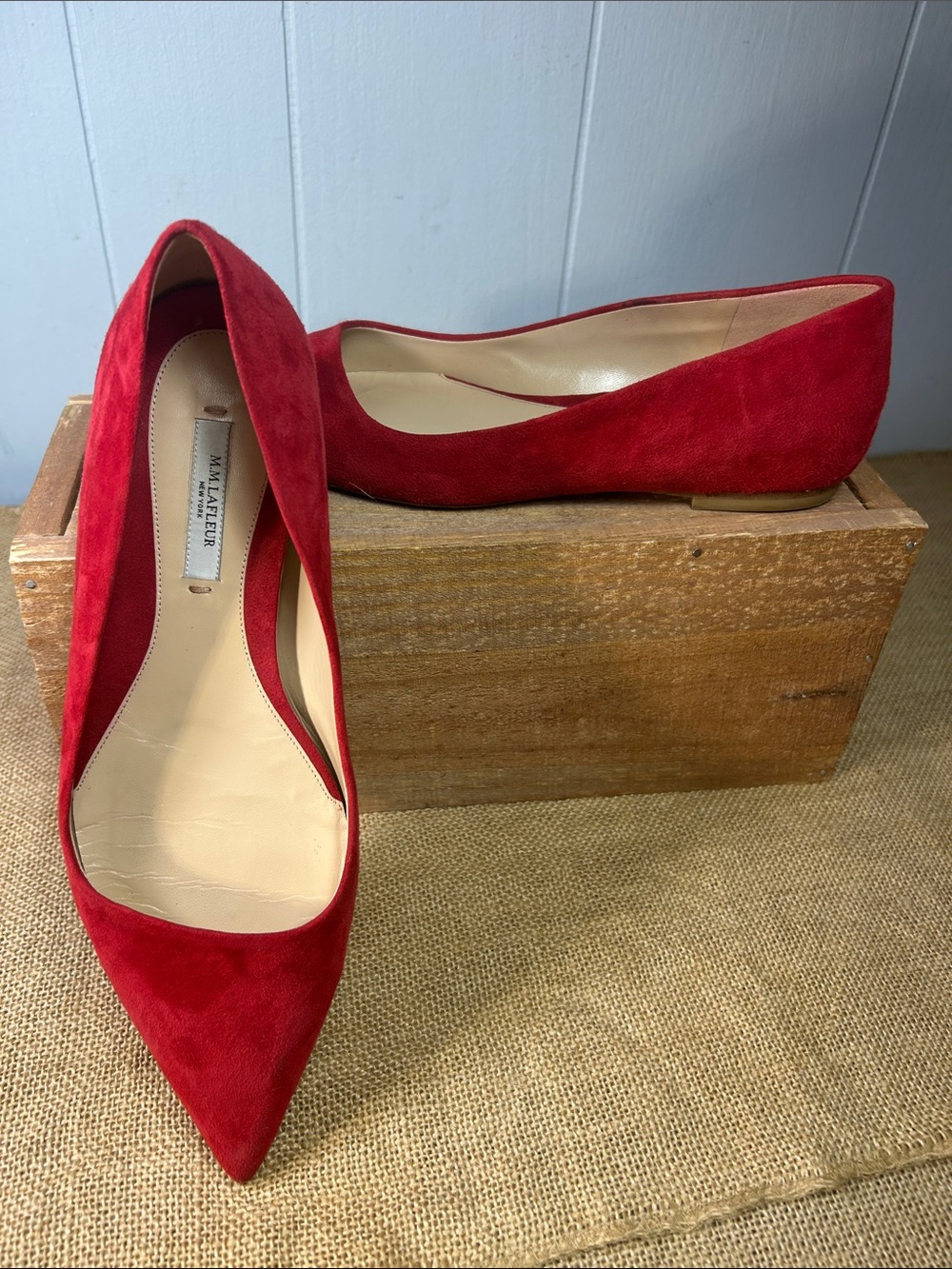 MM Lafleur Cherry Red Suede Rowan Flats